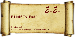 Elkán Emil névjegykártya
